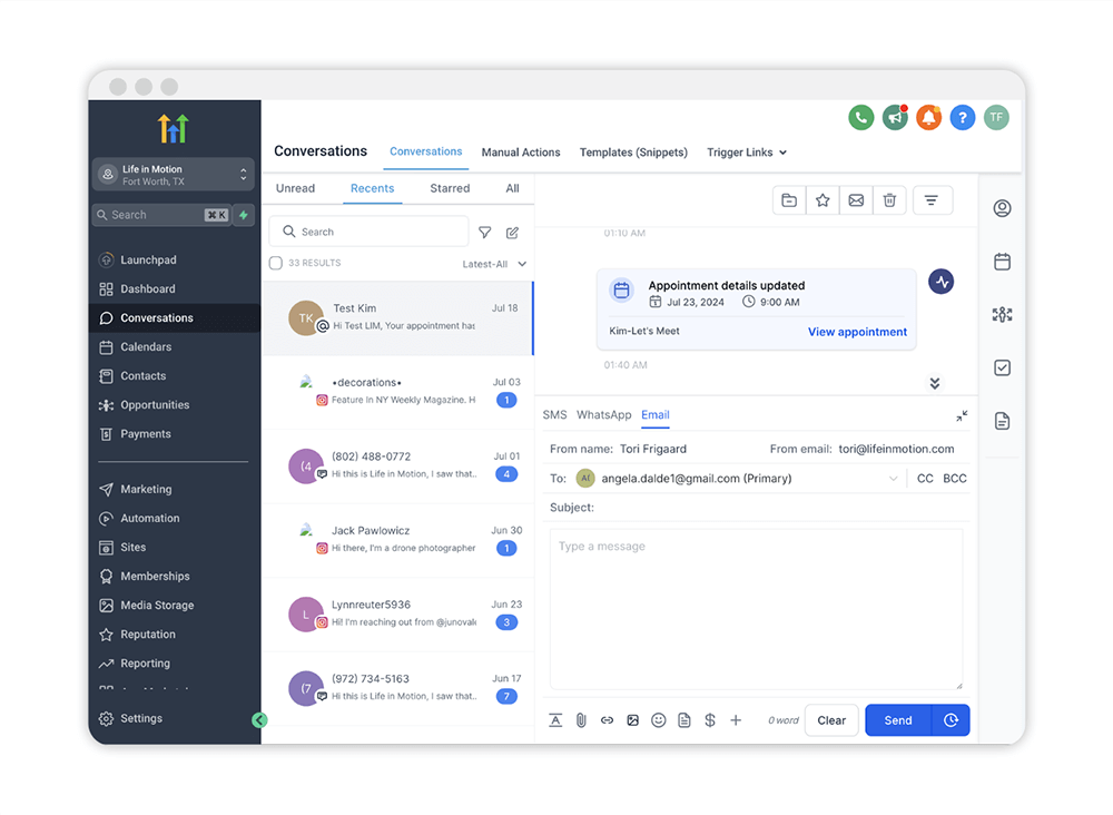 Graphic showcasing various CRM features for lead tracking and nurturing.