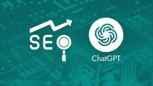 SEO growth and ChatGPT logo.