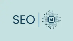 An infographic showing "SEO" connected to a circuit board icon labeled "Ai", illustrating the technical relationship and synergy between search engine optimization and artificial intelligence tools like ChatGPT and other LLMs.