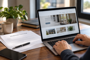 ADA demand letter beside a laptop showing a website accessibility audit